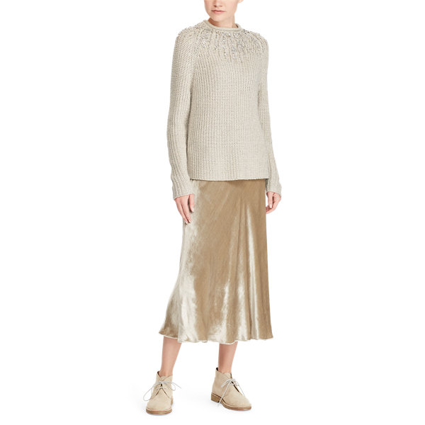 Desert Grey Flared Velvet Skirt Polo Ralph Lauren 4