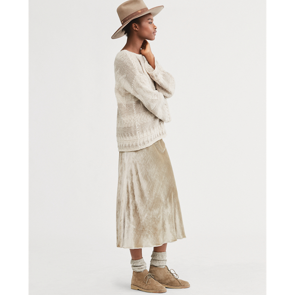 Desert Grey Flared Velvet Skirt Polo Ralph Lauren 1
