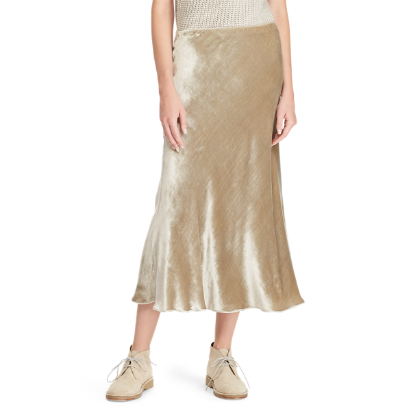 Desert Grey Flared Velvet Skirt Polo Ralph Lauren 5