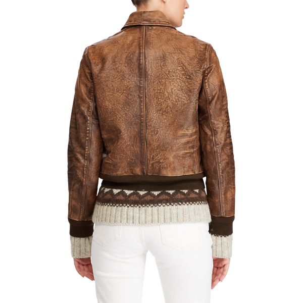 Bomberjacke aus Leder Polo Ralph Lauren in Braun 5