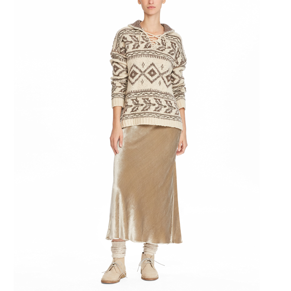 Cream/Brown Geometric Lace-Up Sweater Polo Ralph Lauren 3