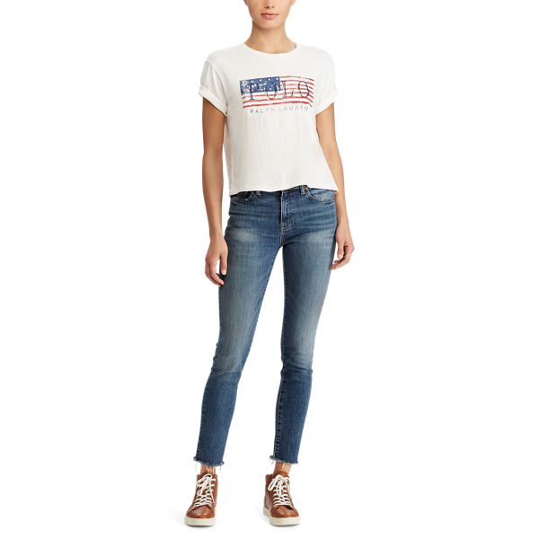 Nevis Cropped Polo Flag T-Shirt Polo Ralph Lauren 2