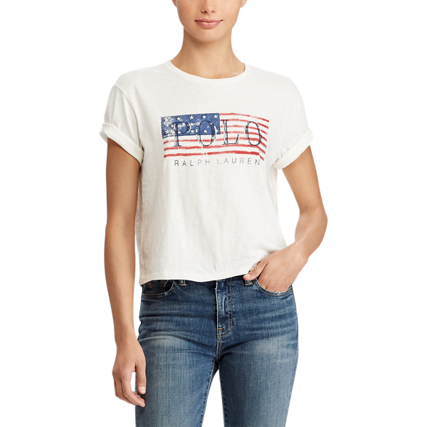 Nevis Cropped Polo Flag T-Shirt Polo Ralph Lauren 3