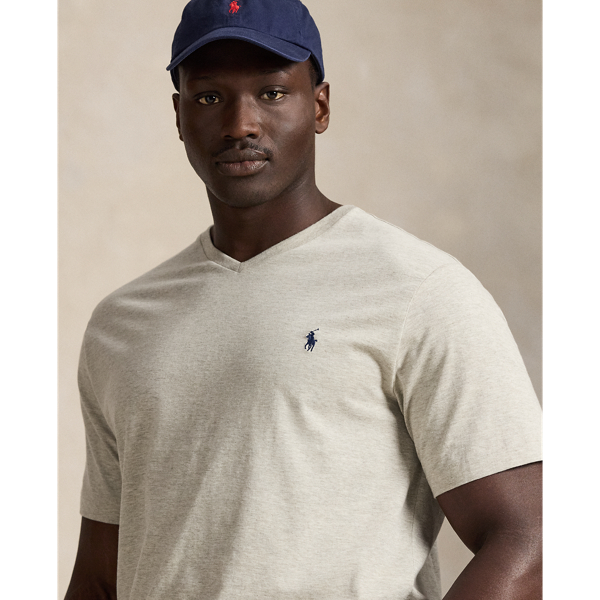 Jersey-T-Shirt mit V-Ausschnitt Big & Tall in Neues Grau meliert 6