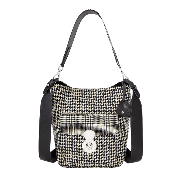 Black/Antique Cream The Houndstooth RL Bucket Bag Ralph Lauren Collection 1