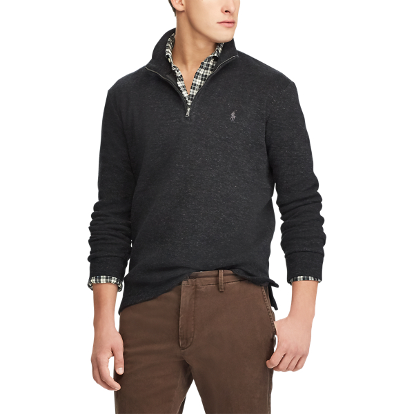 Black Hthr/Windsor Hthr Cotton-Blend Half-Zip Pullover Polo Ralph Lauren 3