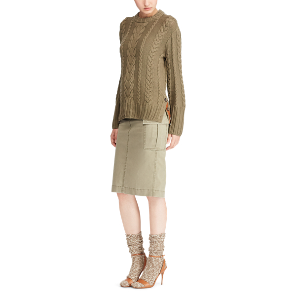 Basic Olive Stretch Twill Cargo Skirt Polo Ralph Lauren 2