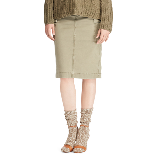 Basic Olive Stretch Twill Cargo Skirt Polo Ralph Lauren 3