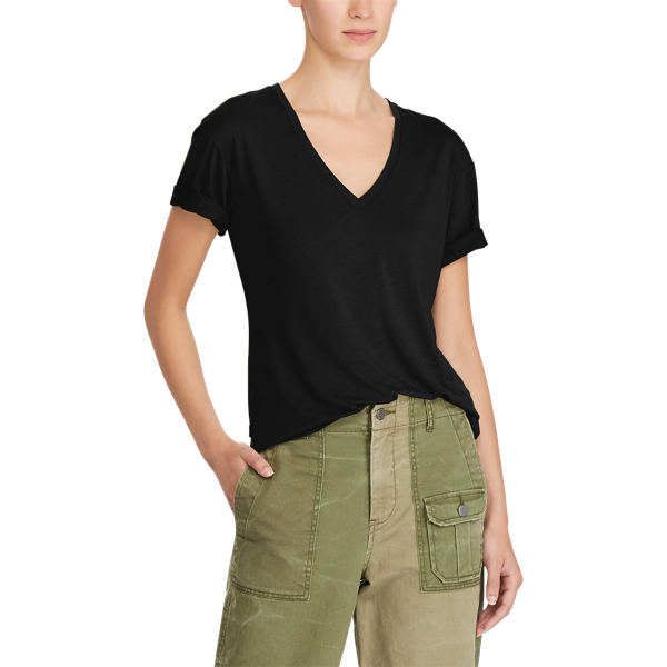 Black Jersey V-Neck T-Shirt Polo Ralph Lauren 3