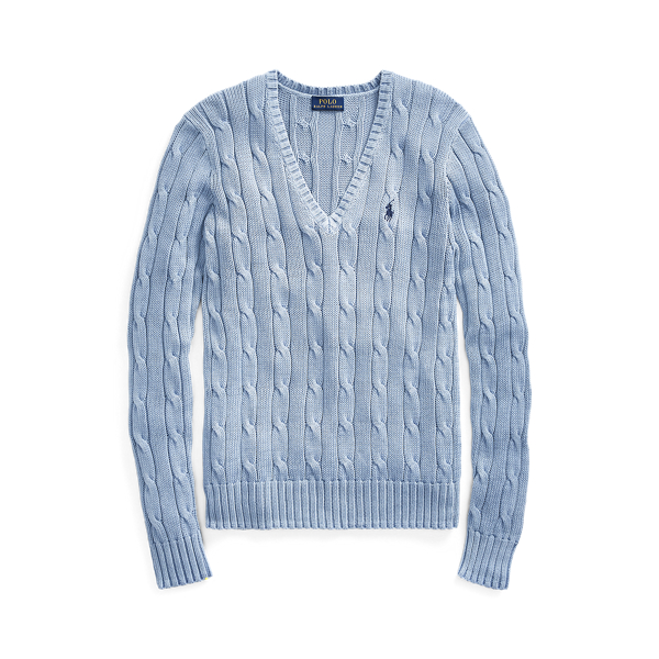 Cable Cotton V-Neck Sweater