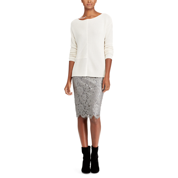Mascarpone Cream Ribbed Cotton-Blend Sweater Lauren 2