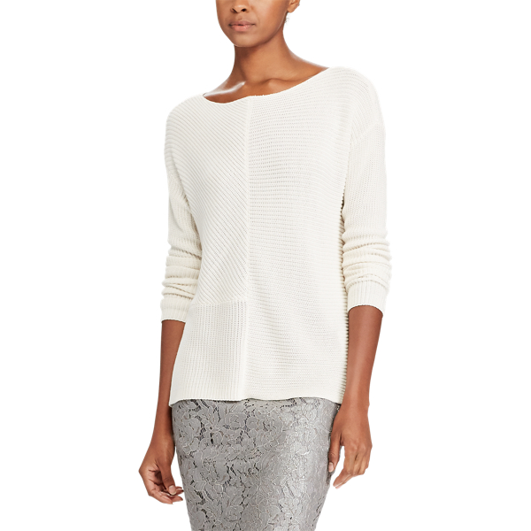 Mascarpone Cream Ribbed Cotton-Blend Sweater Lauren 3