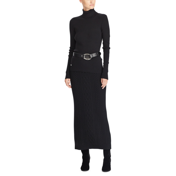 Polo Black Cable-Knit Wool-Cashmere Skirt Lauren 2