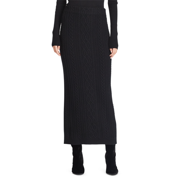 Polo Black Cable-Knit Wool-Cashmere Skirt Lauren 3