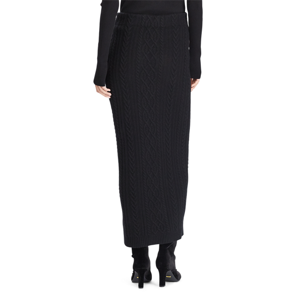 Polo Black Cable-Knit Wool-Cashmere Skirt Lauren 4