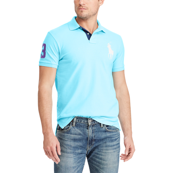 Hammond Blue Custom Slim Fit Mesh Polo Polo Ralph Lauren 3
