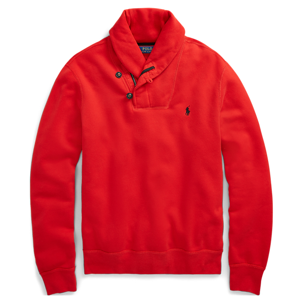 RL 2000 Red Cotton-Blend-Fleece Pullover Polo Ralph Lauren 1