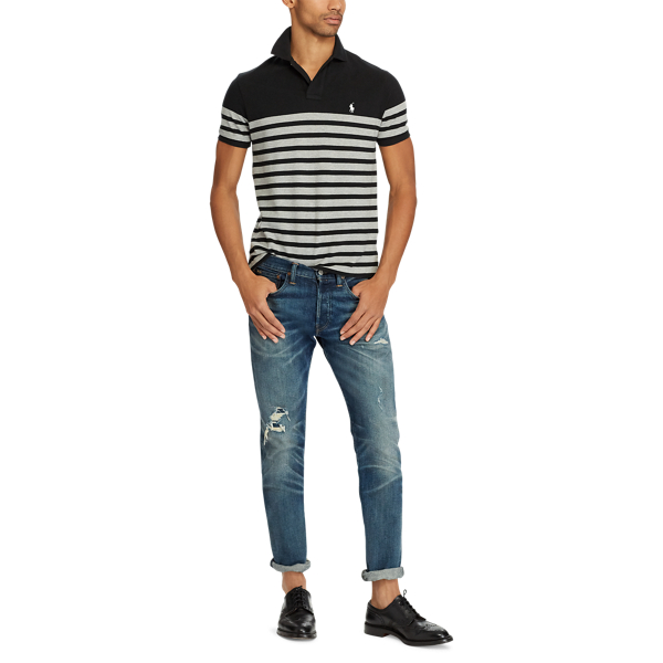 Polo Black/Grey Heathe Custom Slim Fit Mesh Polo Polo Ralph Lauren 2