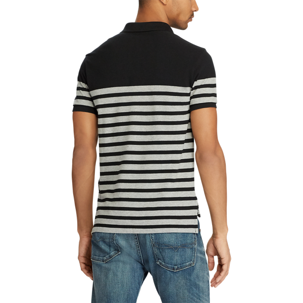 Polo Black/Grey Heathe Custom Slim Fit Mesh Polo Polo Ralph Lauren 4