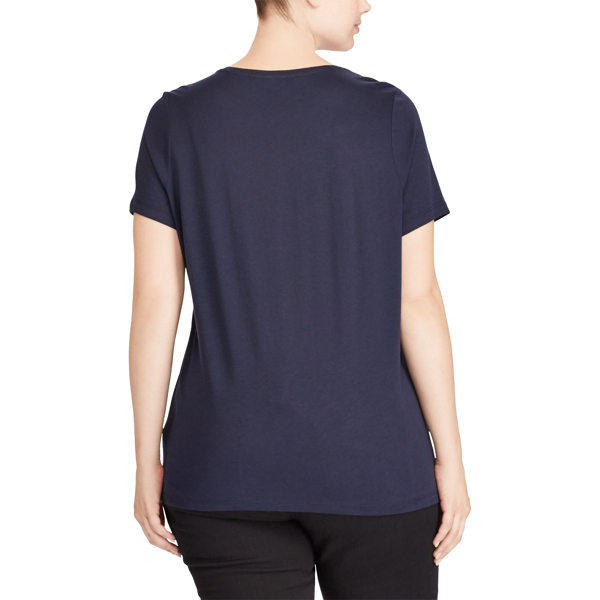 RL Navy Studded Jersey T-Shirt Lauren Woman 4
