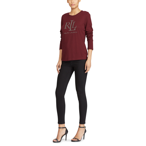 Red Sangria Microstud Long-Sleeve T-Shirt Lauren 2