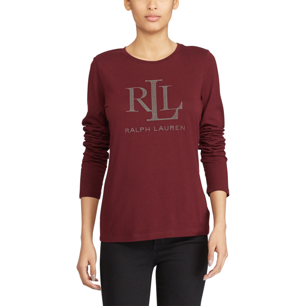 Red Sangria Microstud Long-Sleeve T-Shirt Lauren 3