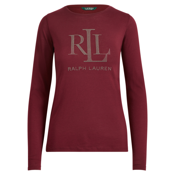 Red Sangria Microstud Long-Sleeve T-Shirt Lauren 1