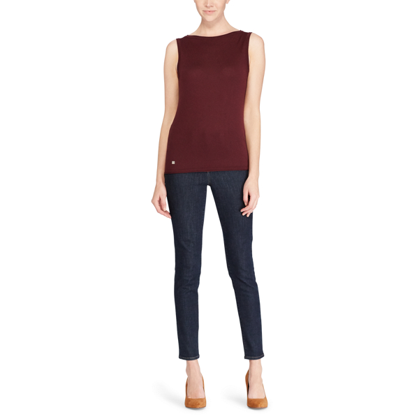 Red Sangria Knit Silk-Blend Sleeveless Top Lauren 2