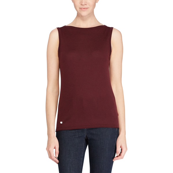 Red Sangria Knit Silk-Blend Sleeveless Top Lauren 3