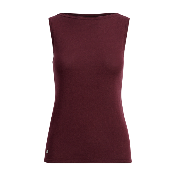 Red Sangria Knit Silk-Blend Sleeveless Top Lauren 1