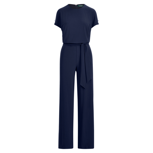 RL Navy Jersey Wide-Leg Jumpsuit Lauren 1