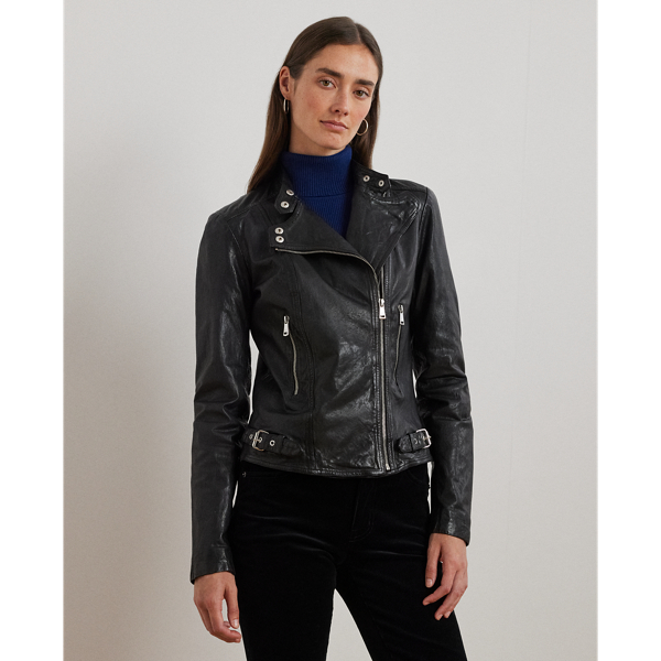 Burnished Leather Biker Jacket