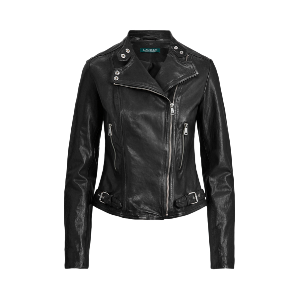 Burnished Leather Biker Jacket Ralph Lauren