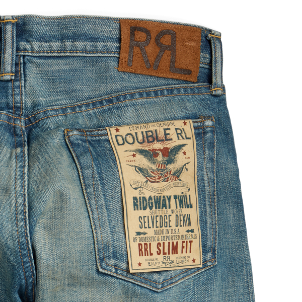 NWT RRL Double Ralph Lauren Shuttle store Woven Selvedge Denim Jeans Slim Fit 34W 34L