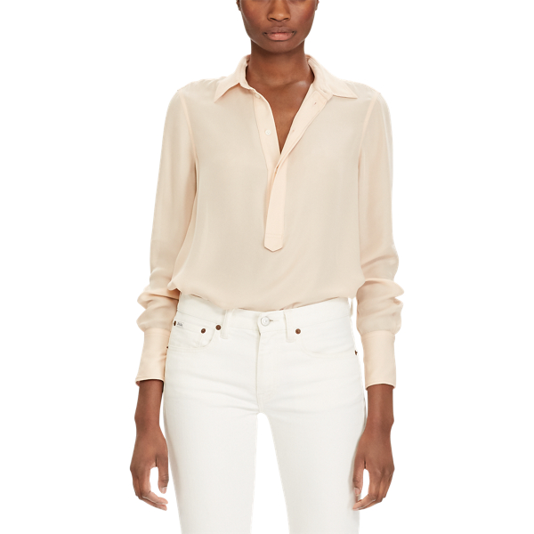 Blush Silk Georgette Blouse Polo Ralph Lauren 4