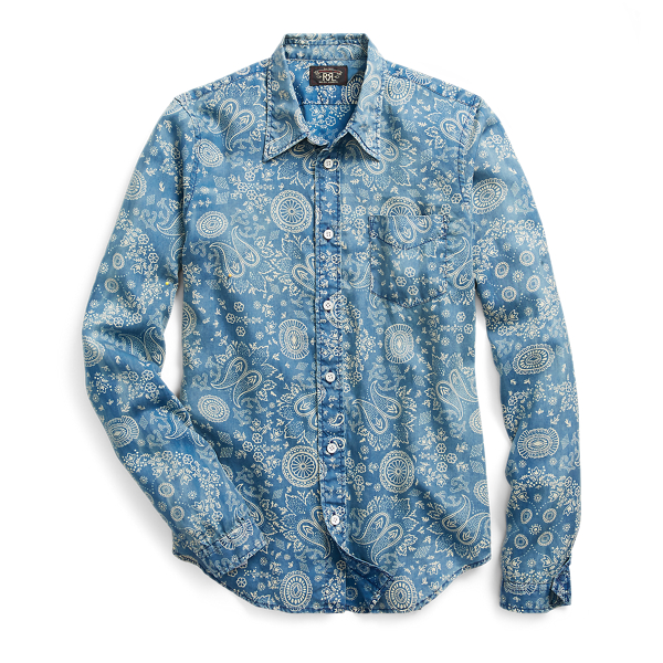 Chemise workwear satinette indigo RRL en 1