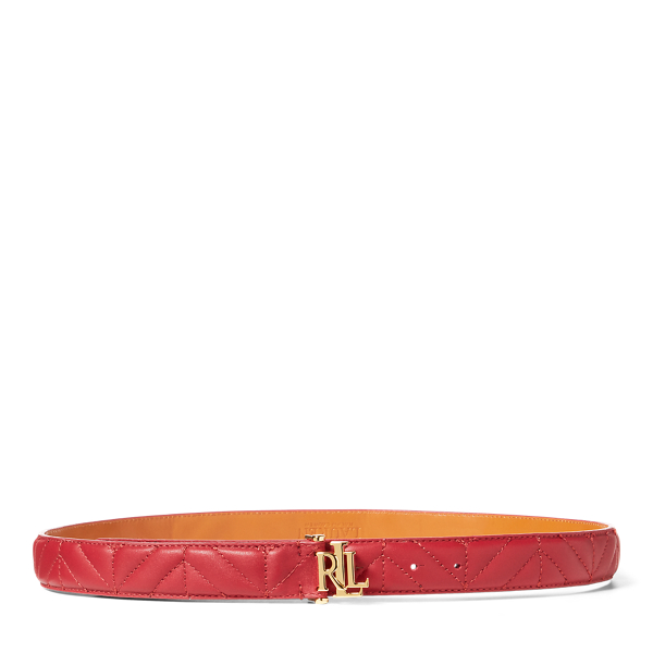 Vermillion Chevron-Quilted Leather Belt Lauren 1
