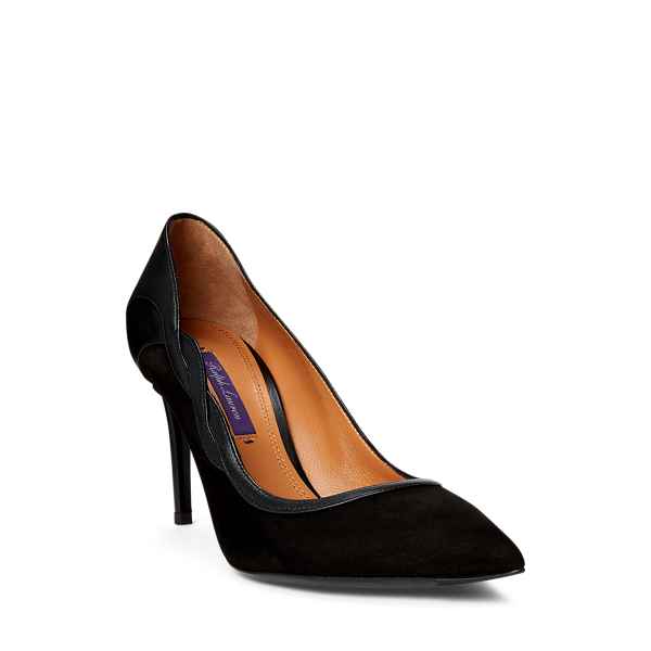Black Eulee Suede-Nappa-Leather Pump Ralph Lauren Collection 2