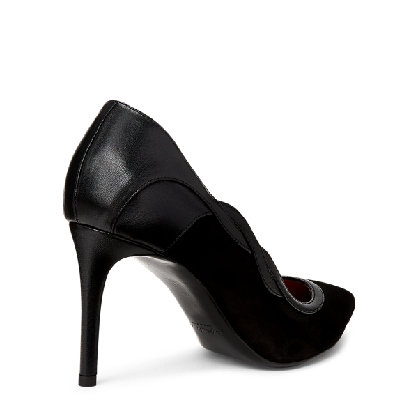 Black Eulee Suede-Nappa-Leather Pump Ralph Lauren Collection 3