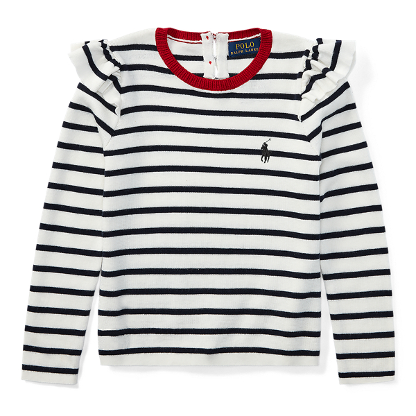 Ruffled Striped Cotton Sweater GIRLS 1.5-6.5 YEARS 1