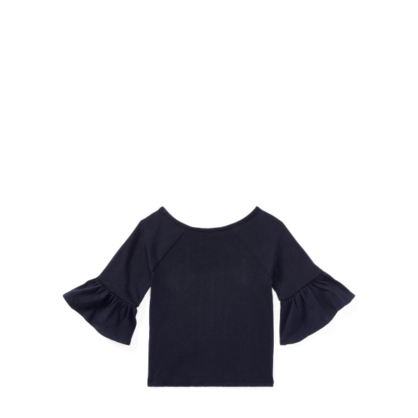 Hunter Navy Ruffle-Sleeve Cotton Top Girls 2-6x 2