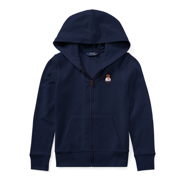 French Navy Polo Bear French Terry Hoodie Girls 7-16 1