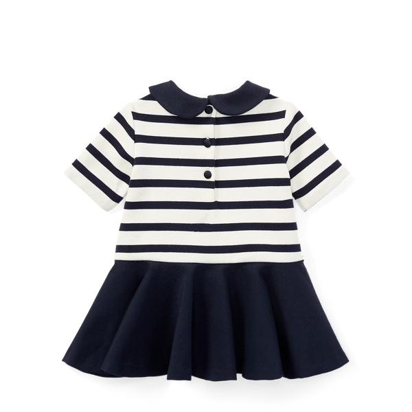 Clubhouse Cream/ Navy Striped Ponte Dress & Bloomer Baby Girl 2