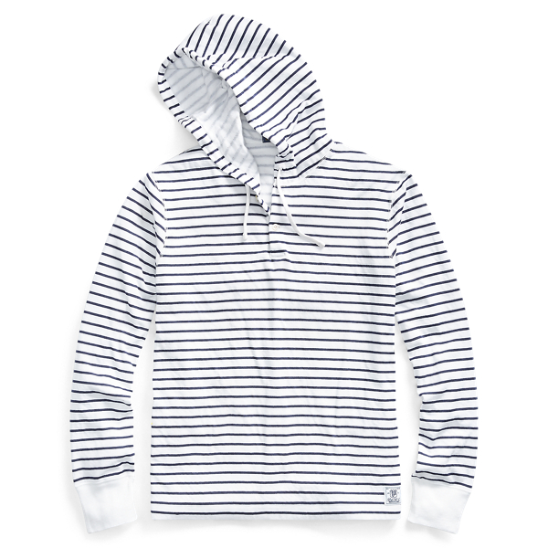 White/Cruise Navy Striped Cotton-Blend Hoodie Polo Ralph Lauren 1
