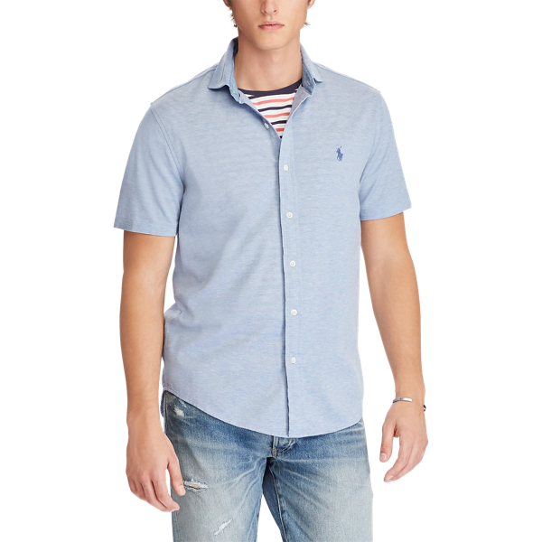 Campus Blue Heather Custom Slim Fit Mesh Shirt Polo Ralph Lauren 3