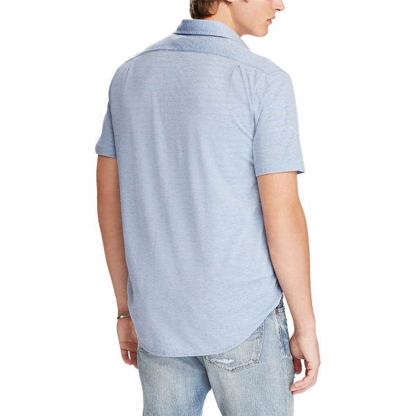 Campus Blue Heather Custom Slim Fit Mesh Shirt Polo Ralph Lauren 4