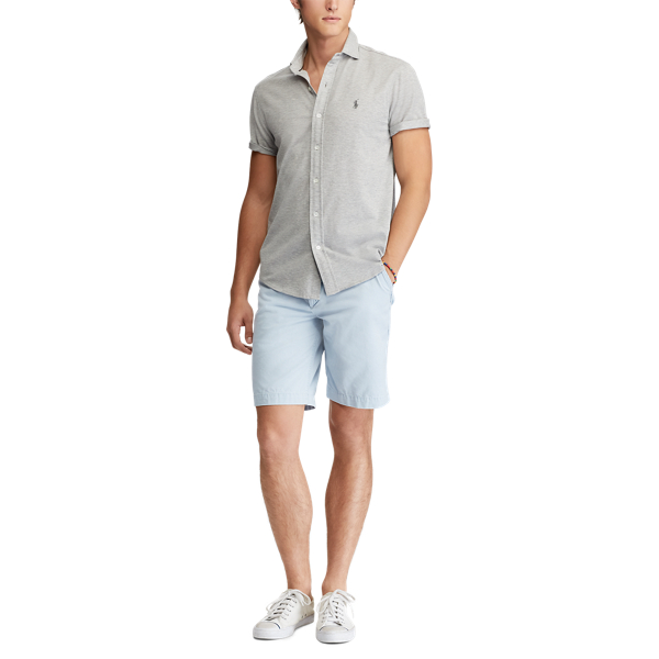 Custom Slim Fit Mesh Shirt Polo Ralph Lauren in League Heather 2