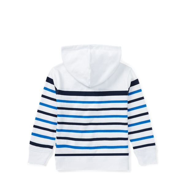 White Multi Striped Cotton Jersey Hoodie Boys 2-7 2