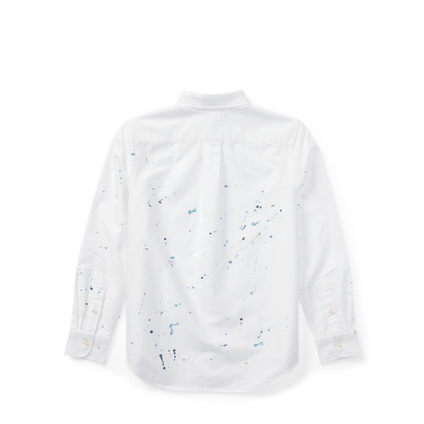 White Paint-Splatter Cotton Shirt Boys 8-20 2