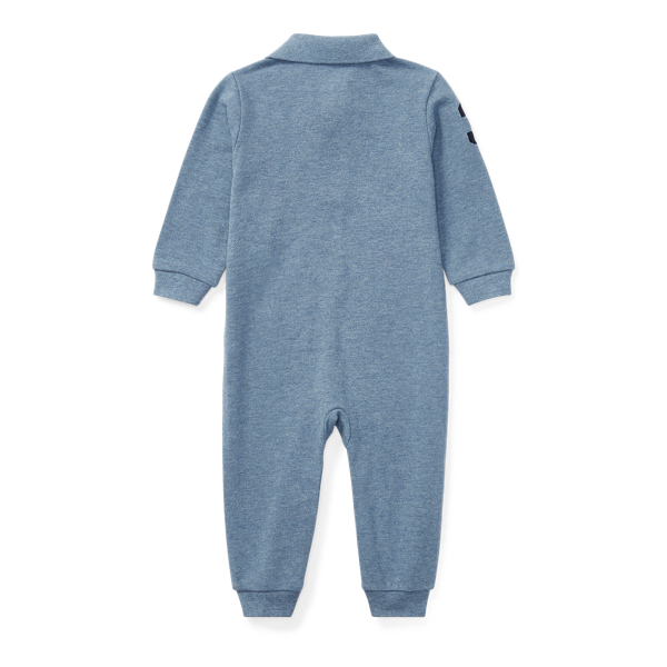 Capri Blue Heather Cotton Mesh Polo Coverall Baby Boy 2